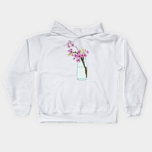 Cherry Blossoms in Glass Vase Kids Hoodie